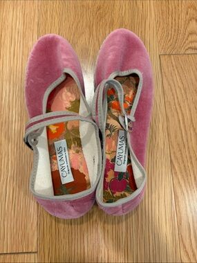 Cayumas Pink Velvet Mary Jane Flats